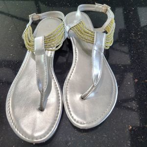 ROGUE HELIUM Silver Thong Sandals